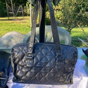 Hammit Black quilted leather shoulder bag w/extra strap